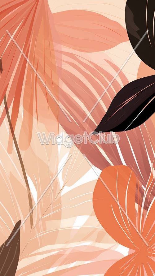 抽象的なオレンジとピンクの葉っぱデザイン
