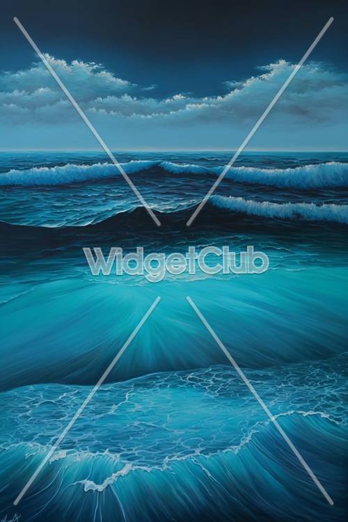 Deep Blue Ocean Waves Art