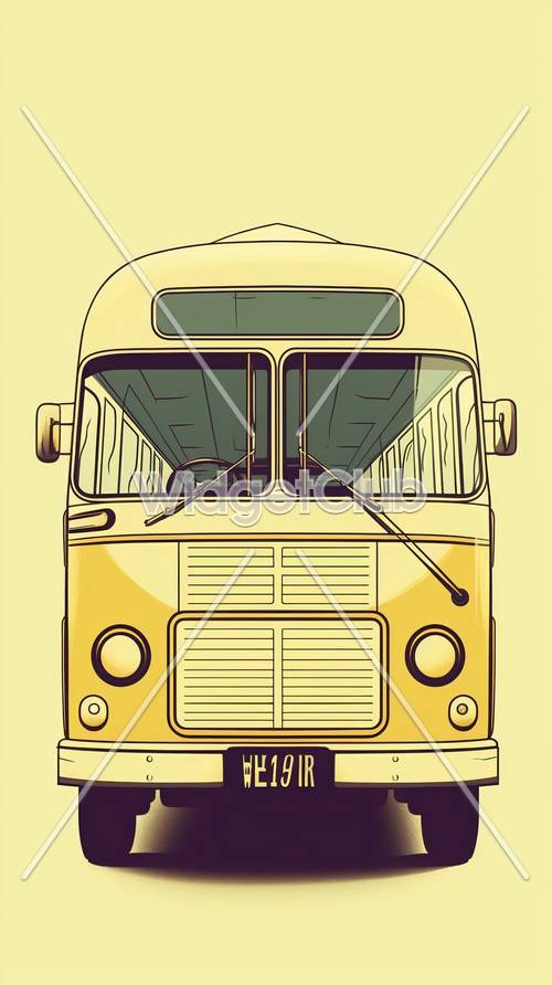 カラフルなレトロな学校バスのアート