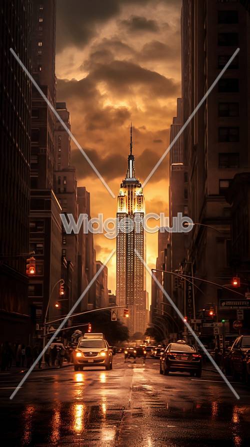Skyline dorato che evidenzia l&#39;Empire State Building
