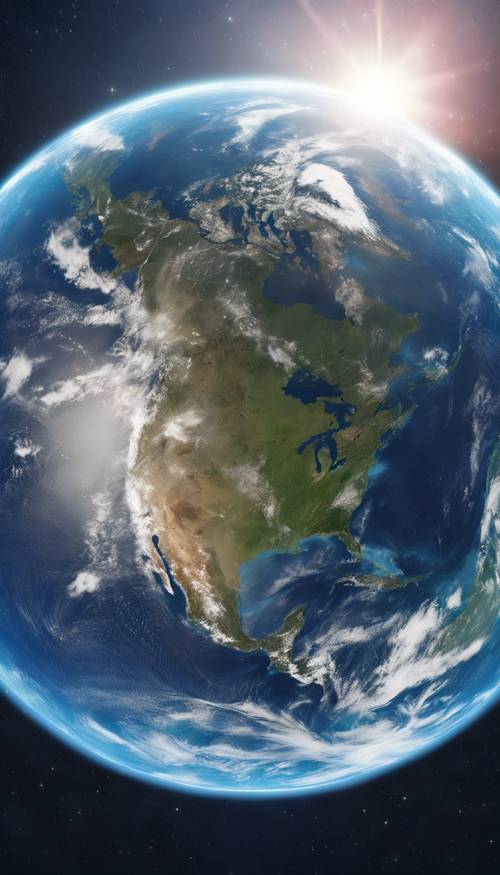 Belle vue de la Terre à la lumière du jour depuis l&#39;espace, mettant l&#39;accent sur la profondeur et la variété du bleu des océans.