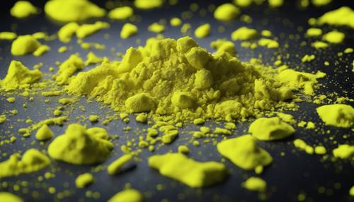 Frame filling image of finely crushed neon yellow powder under a microscope. Tapet [7e92a9e38a8b466081cc]