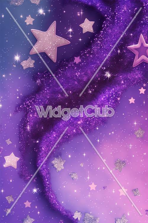 Purple and Sparkling Stars Galaxy Background