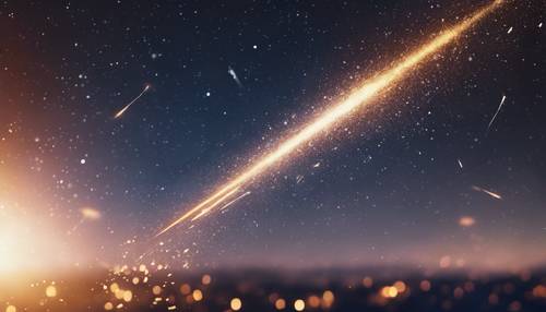 A meteor shower illuminating a sapphire night sky.