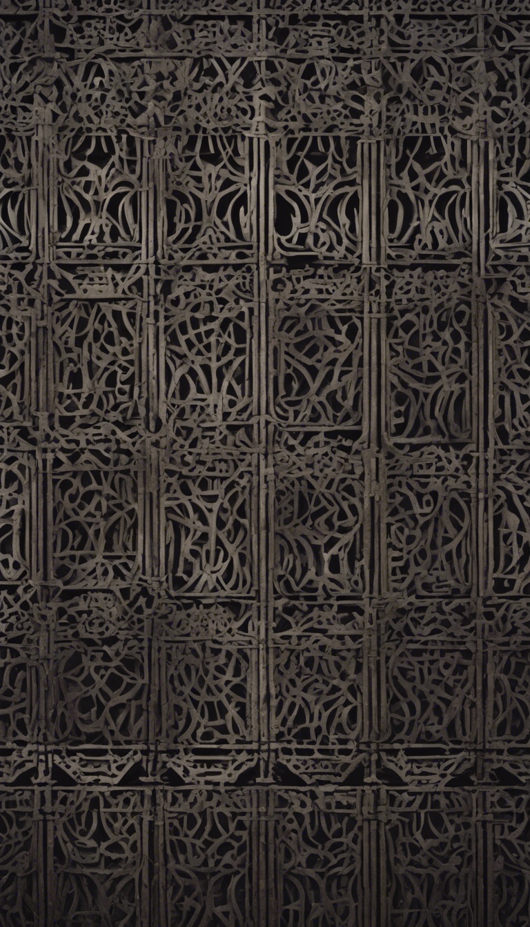 A dark geometric pattern reminiscent of victorian ironworks. Tapeta na zeď[2c384372b2ae4b7c96e7]