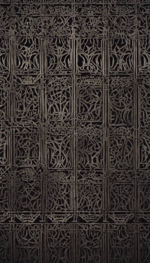 A dark geometric pattern reminiscent of victorian ironworks.