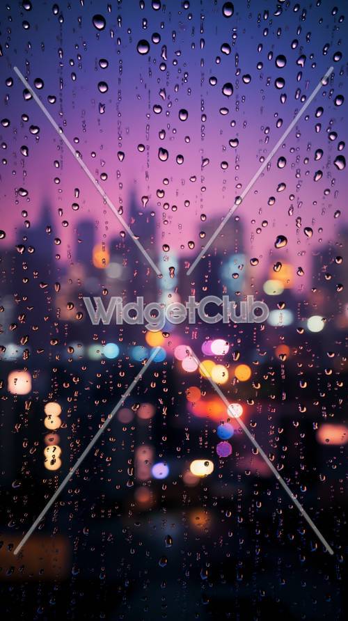 Regen und Lichter der Stadt in der Abenddämmerung