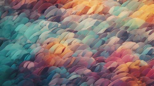 Ein asymmetrisches abstraktes Muster mit lebendigen Farben und verschwommenen Grenzen
