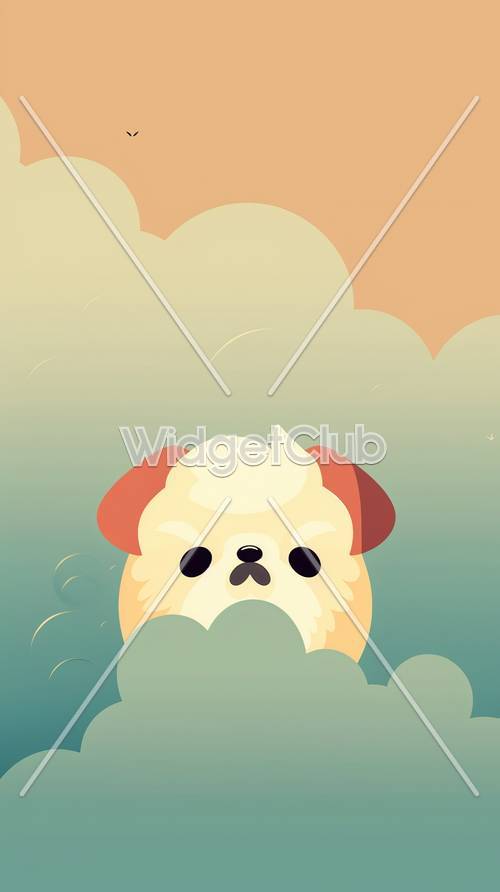 Cute Cartoon Dog in the Sky