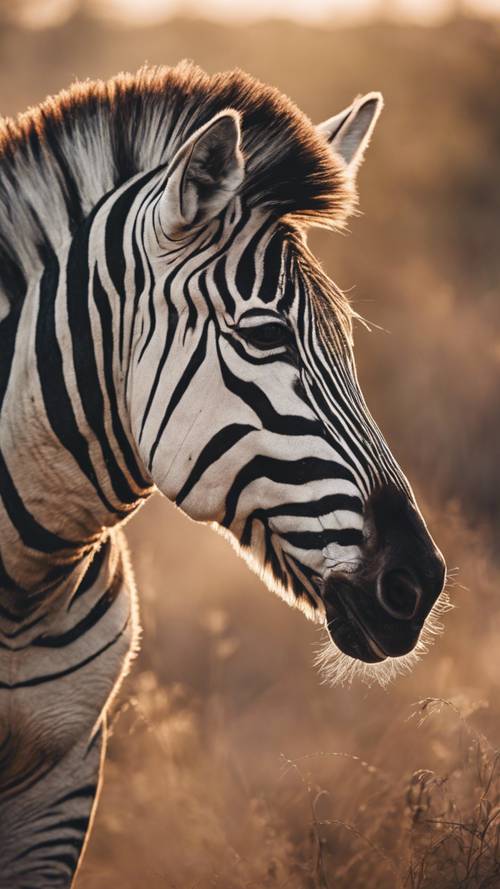 Nafas beruap seekor zebra, mengembun di udara pagi sabana yang dingin.
