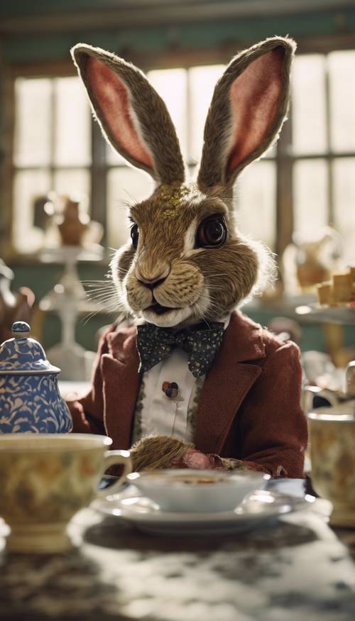 March Hare looking annoyed as Alice interrupts his endless tea party. Tapetai [724508ff4ffa48e4a56f]