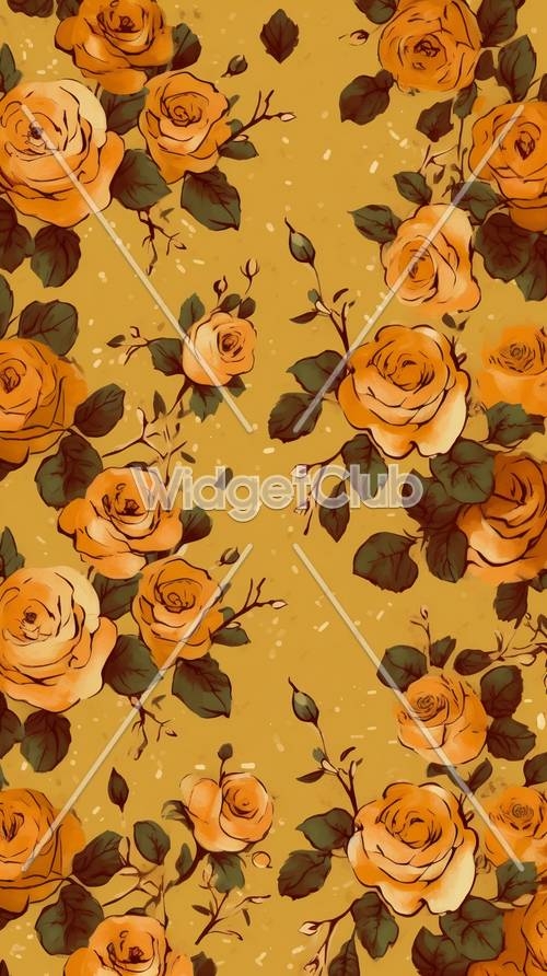 Golden Rose Pattern Wallpaper[a1aae44465f04e96b083]