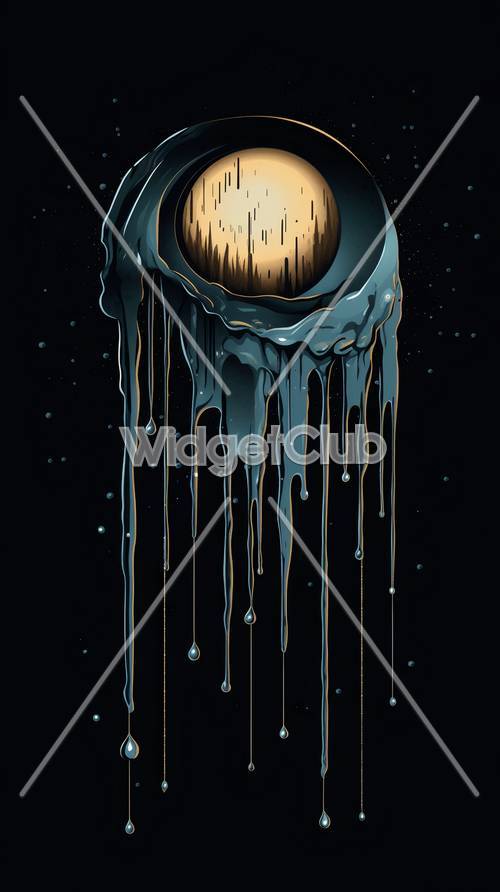Dripping Moon Art Tapet [c07aa9cb1ba04cab8d90]