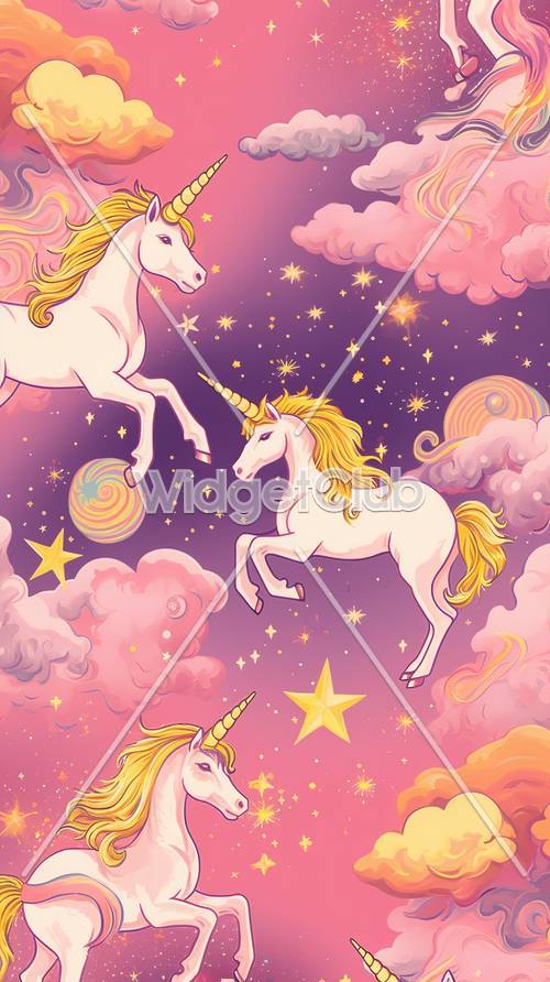 Unicornios mágicos en el cielo