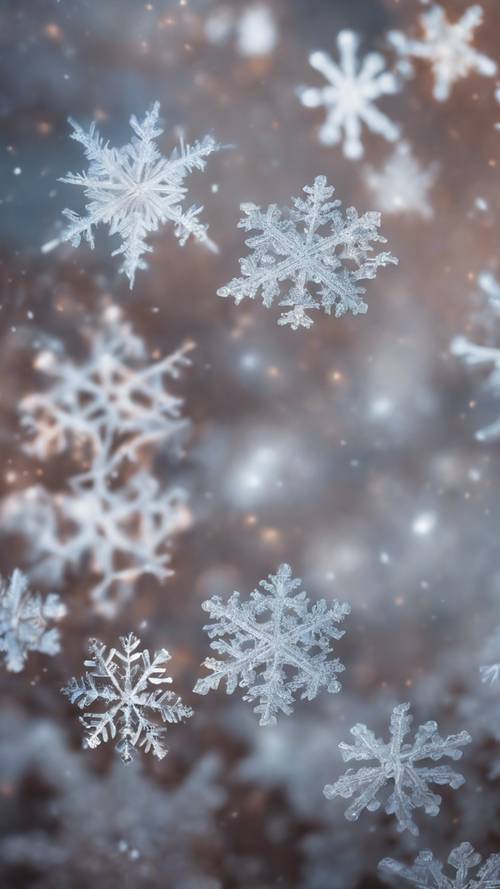 Un groupe de flocons de neige formant ensemble un motif complexe.
