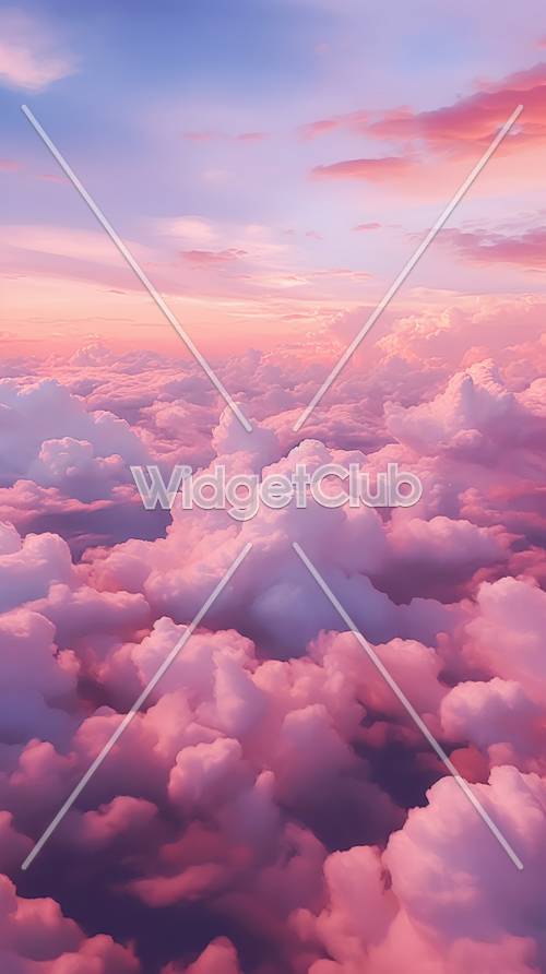 Gökyüzünde Pembe ve Kabarık Bulutlar