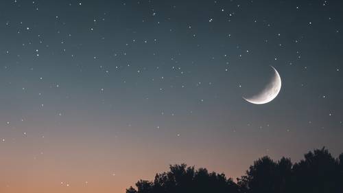 Late September astronomy scene with a clear view of a crescent moon کاغذ دیواری [20194f73dd904273b89b]