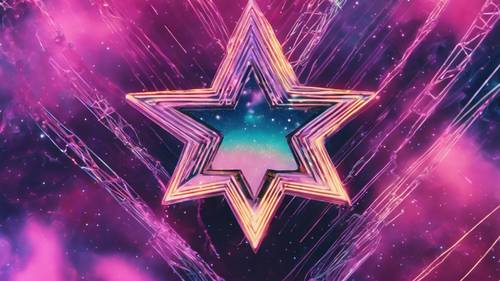 Y2Kスタイルの星をイメージしたヴェイパーウェイブ風の壁紙