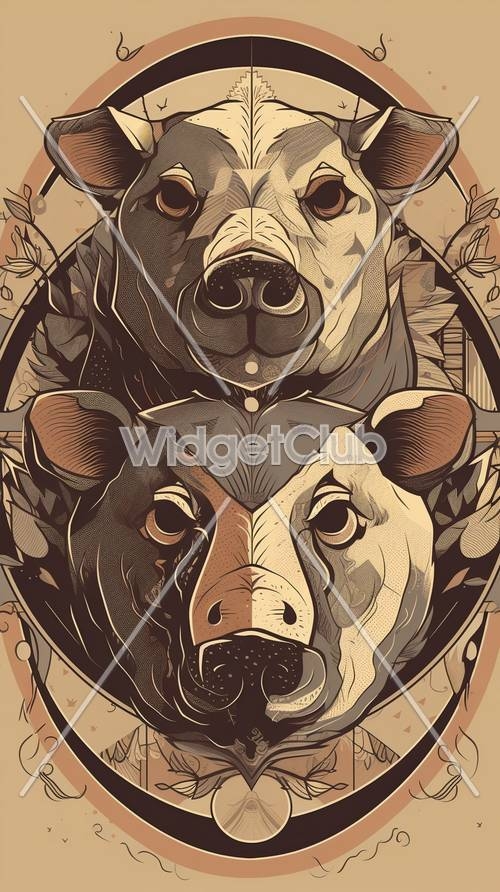 Animal Trio Artwork in Warm Tones Tapeta[2de14aa6bd424e62b9a7]