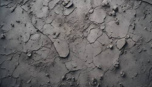 Permukaan beton berwarna abu-abu tua yang telah lapuk seiring berjalannya waktu.
