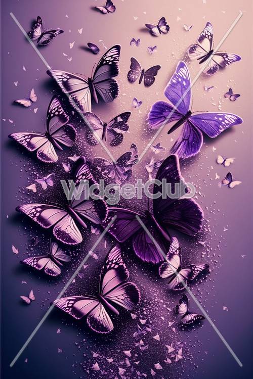 Papillons violets en vol magique
