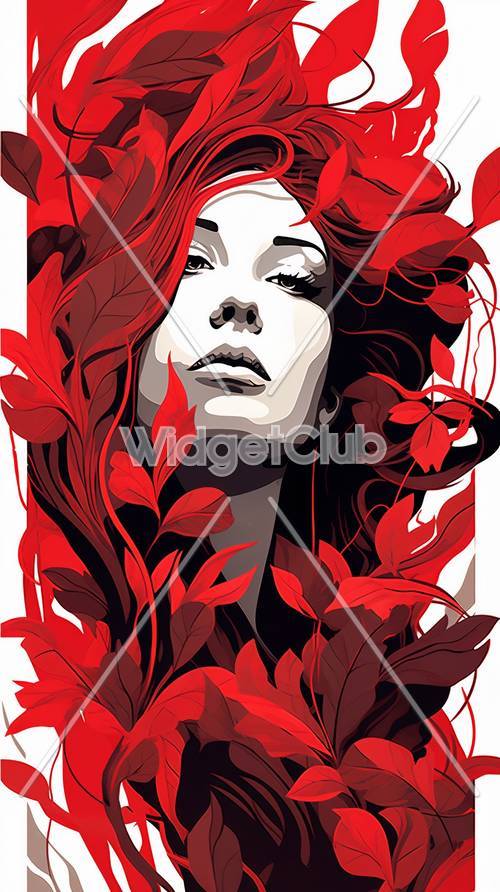 Red Leaves and Lady Artwork