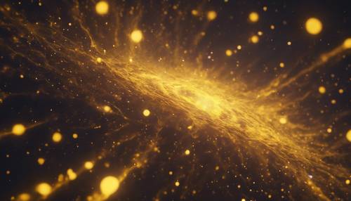 A cosmic nebula radiating a yellow light.