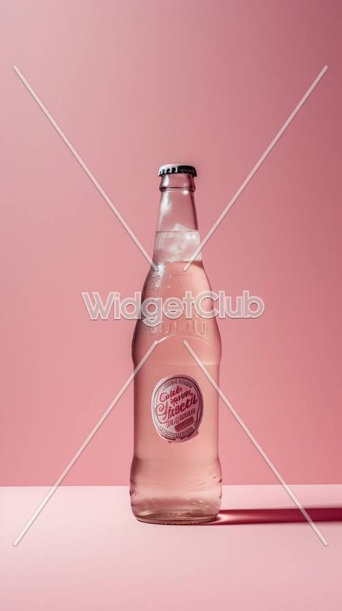 Bottiglia di soda rosa fresca su sfondo pastello