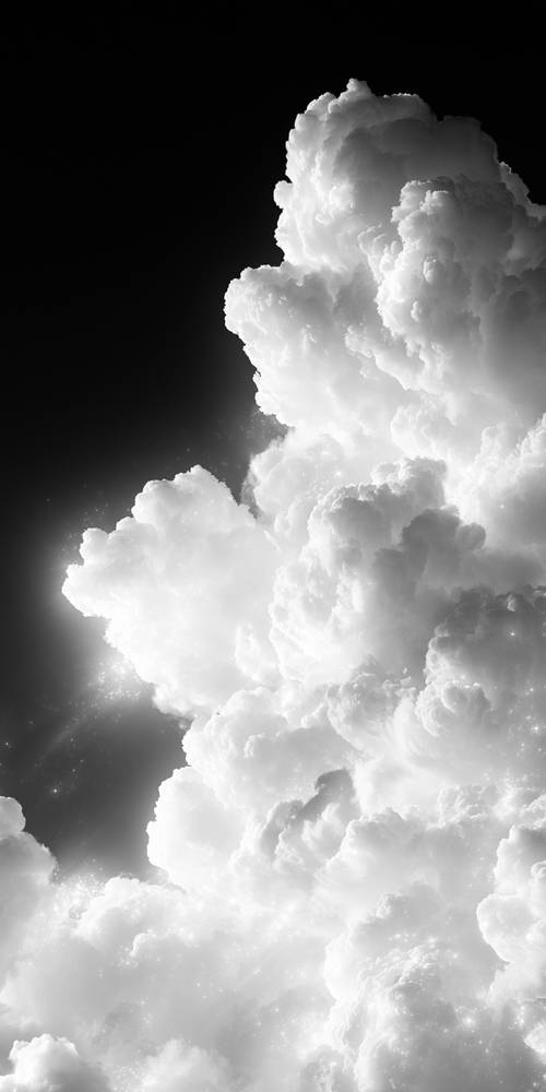 Nuvens brancas e fofas em um céu estrelado