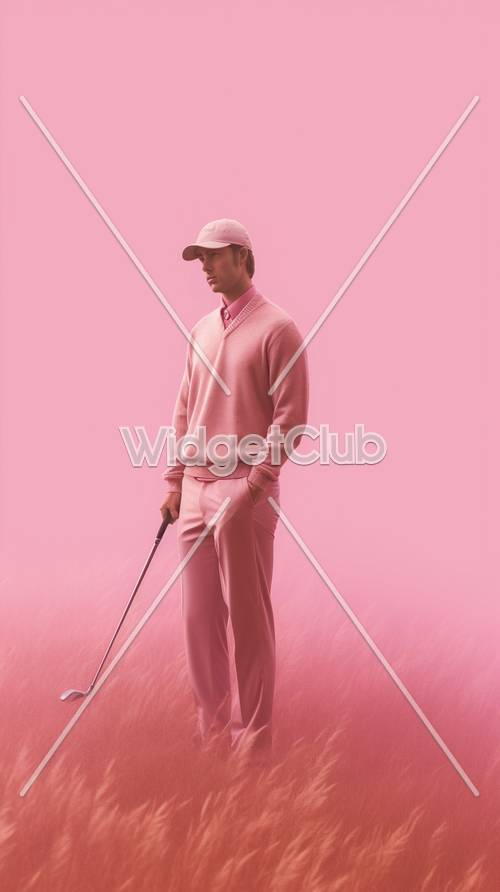 Traje de jugador de golf rosa