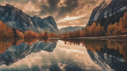 En un lago de espejo celestial, la belleza escénica forma las citas estéticas.