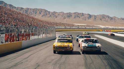 Una carrera en curso en el Las Vegas Motor Speedway.