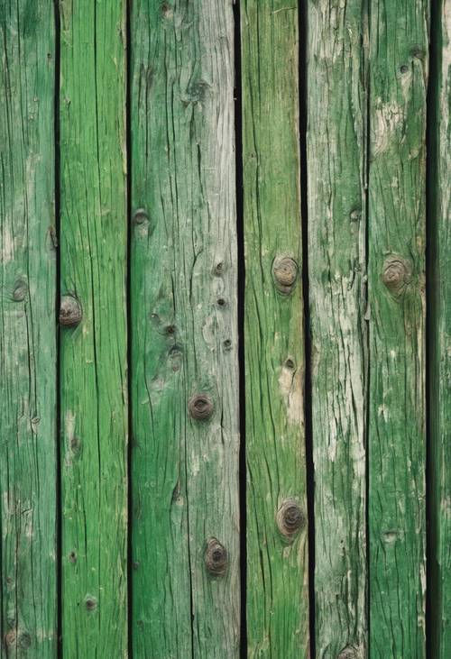 Old green painted wooden fence mottled with weathered textures. Tapet [e2317ea26aa54dc4a6a0]