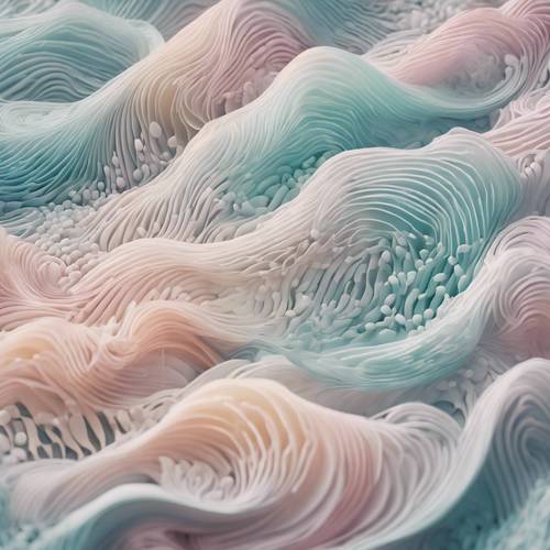 柔和色調中波浪交織的複雜設計喚起了平靜的美感。