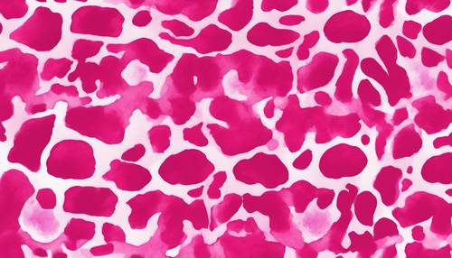 수채화 스타일, 핫 핑크 소 프린트가 리드미컬하고 매끄러운 패턴을 만들어냅니다.