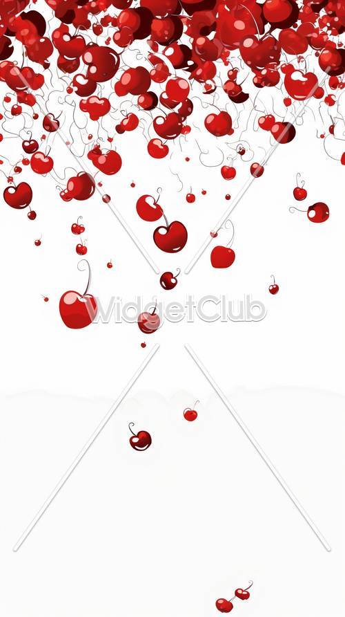 Design flutuante de cerejas vermelhas