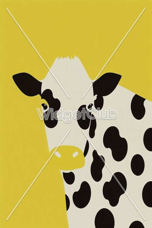 Ярко-желтый мультяшный дизайн коровы