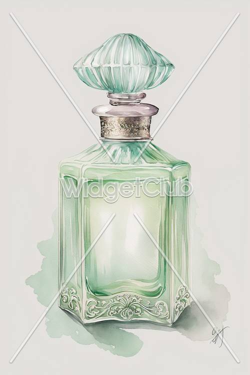 Arte elegante em frasco de perfume verde