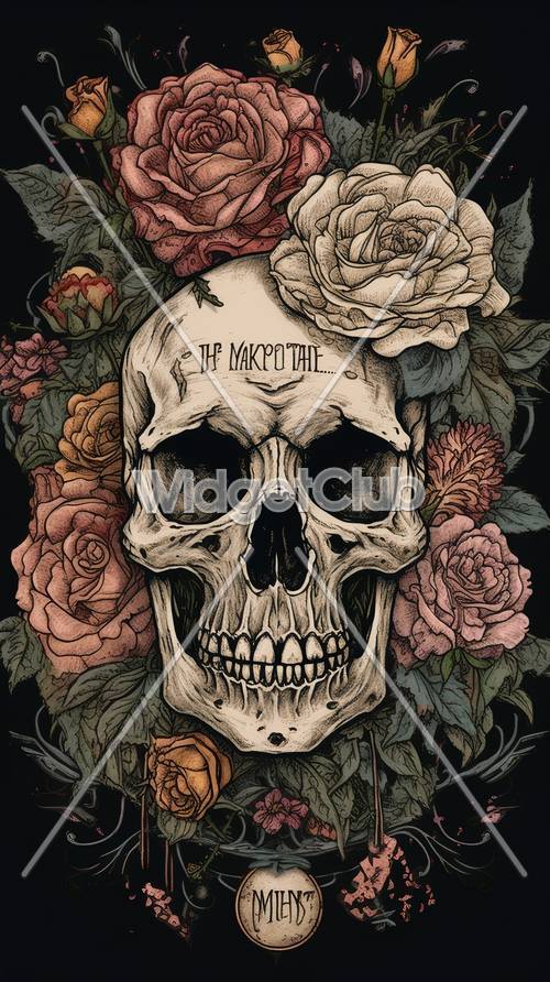 Colorful Skull and Roses Artwork