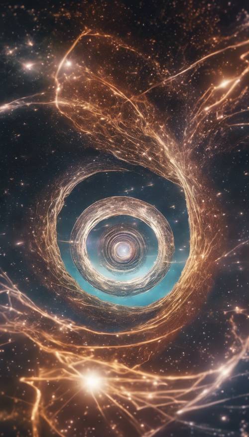 A narrow wormhole distorting the surrounding fabric of space-time. Тапет [9a827bcf85754e3da33b]