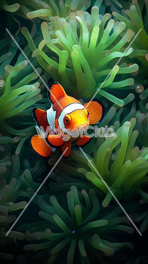 Pesce pagliaccio luminoso e colorato in anemone di mare