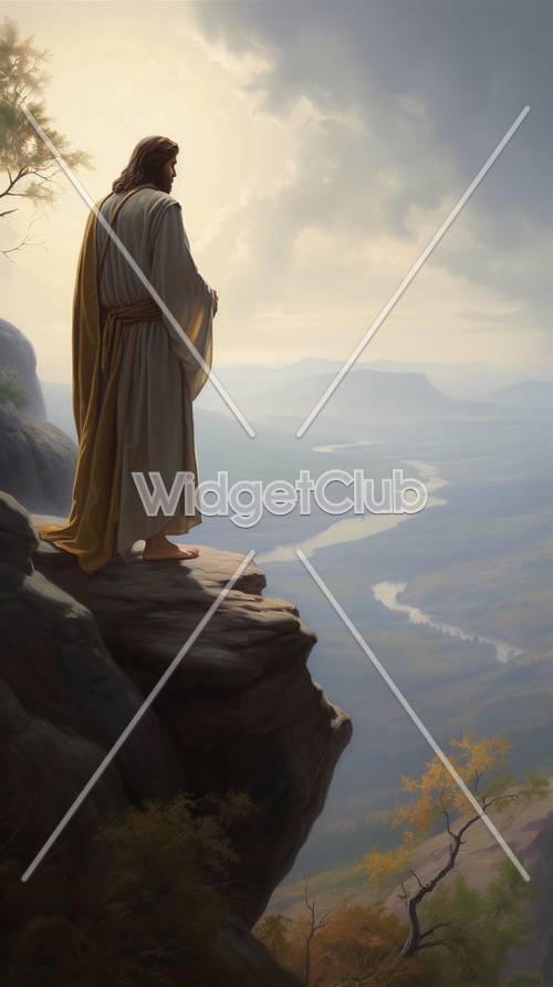 Man Overlooking a Majestic River Valley