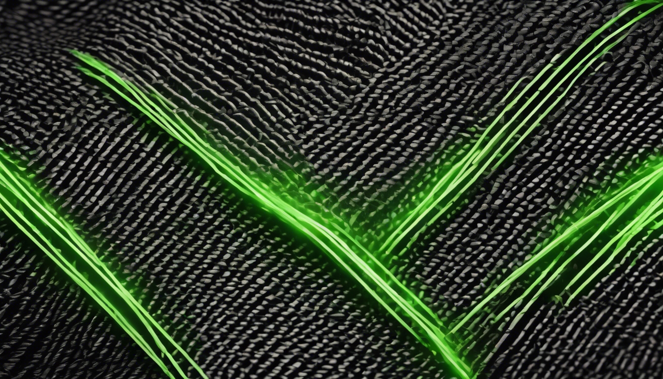 Carbon fibre seamlessly interlaced with neon green threads. Wallpaper[aac5bdcc130f41778d01]