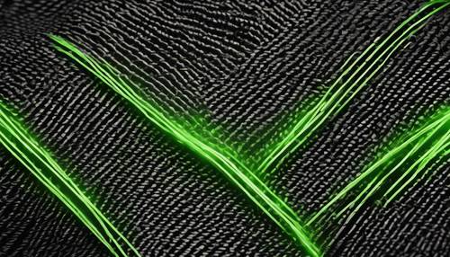 ネオングリーンの糸とシームレスに組み合わされたカーボンファイバーの壁紙