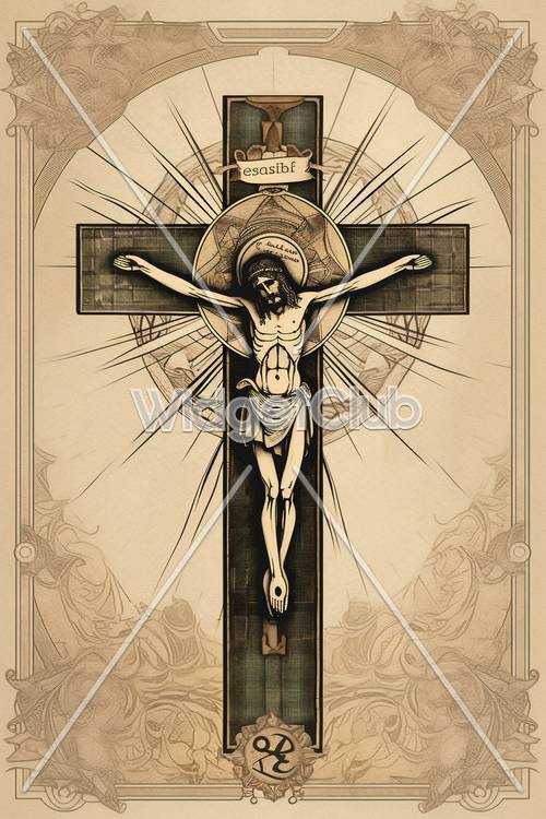 复古风格耶稣在十字架上的艺术