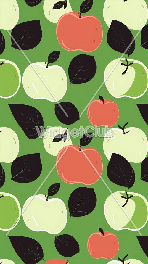 子供向けカラフルなリンゴ柄の壁紙