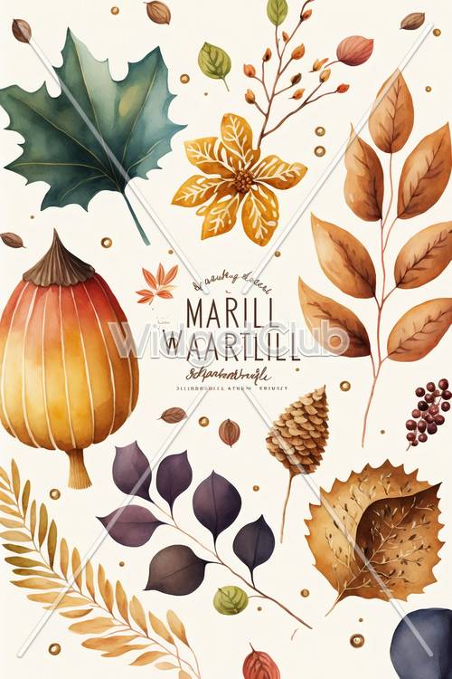 Autumn Leaves and Acorns Pattern Perfect for Your Screen