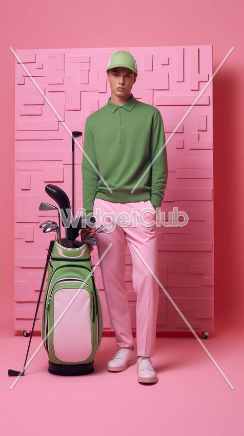 Phong cách Golf màu hồng và màu xanh lá cây