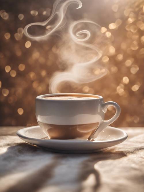 Một trái tim bốc khói được vẽ trên bọt của cốc cà phê cappuccino.