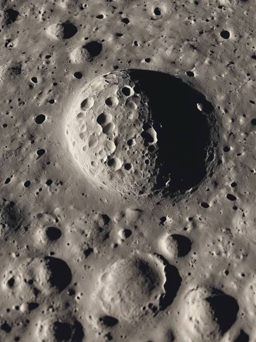 A detailed lunar surface showing moon's craters. Tapet [8c00a31838584e5e8573]